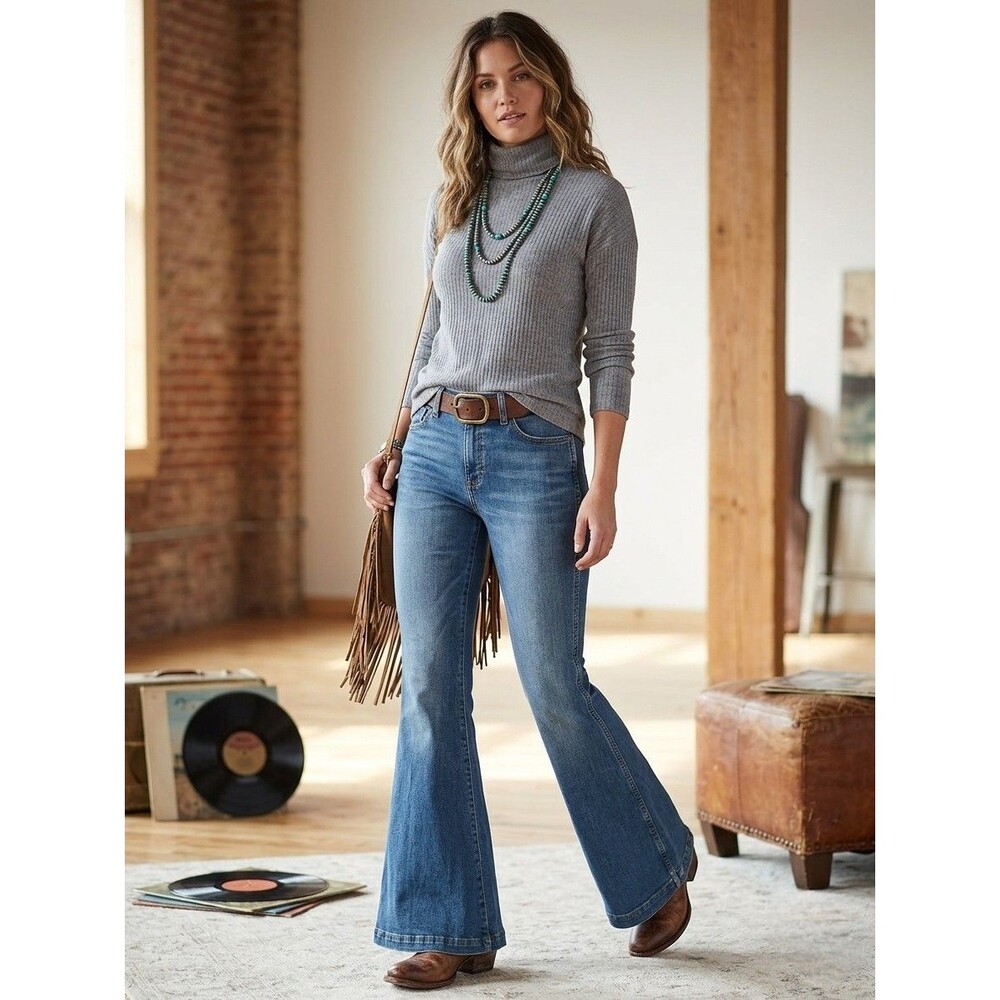 Wrangler Retro Bailey High Rise Flare Jeans Womens 28x30 NWT Blue Denim 70s Boho